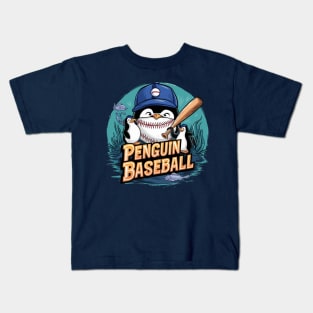 Penguin baseball day Kids T-Shirt